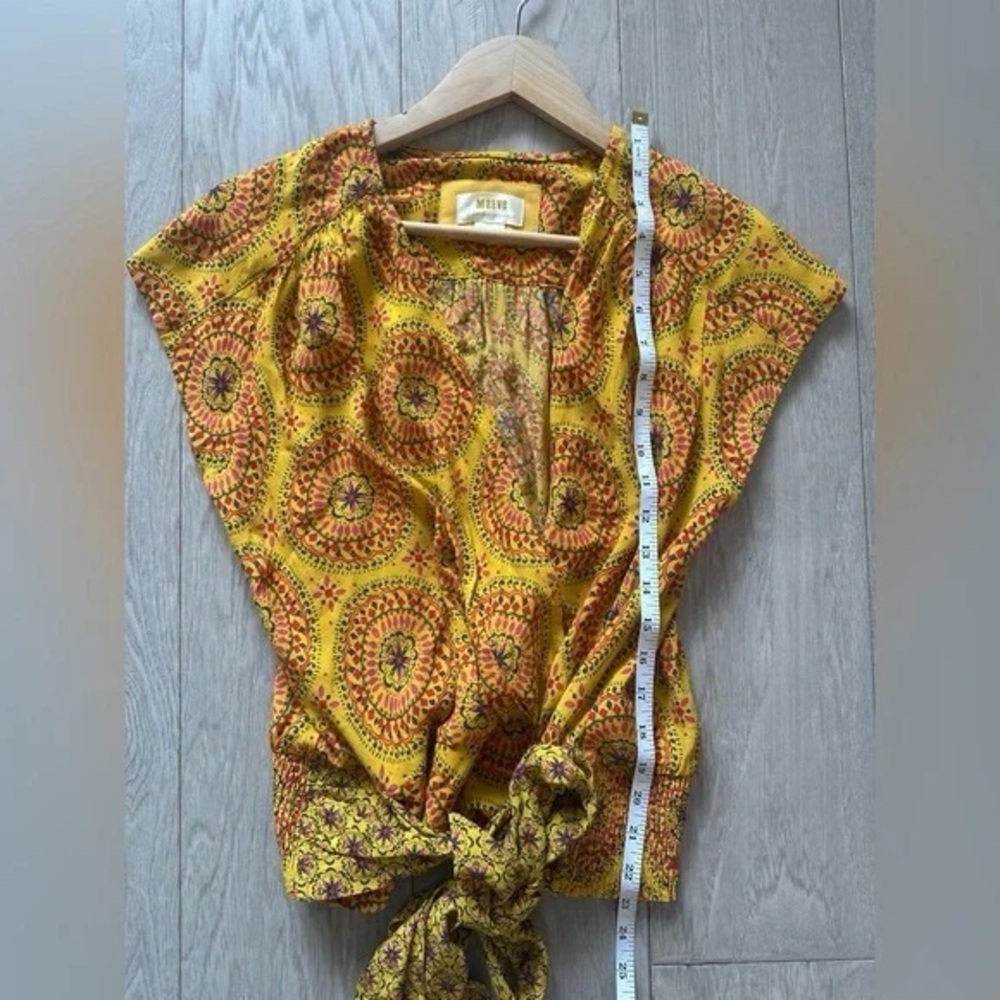 Anthropologie Maeve Cap-Sleeved Blouse in Yellow Medallion .Size: Small. - Picture 10 of 11
